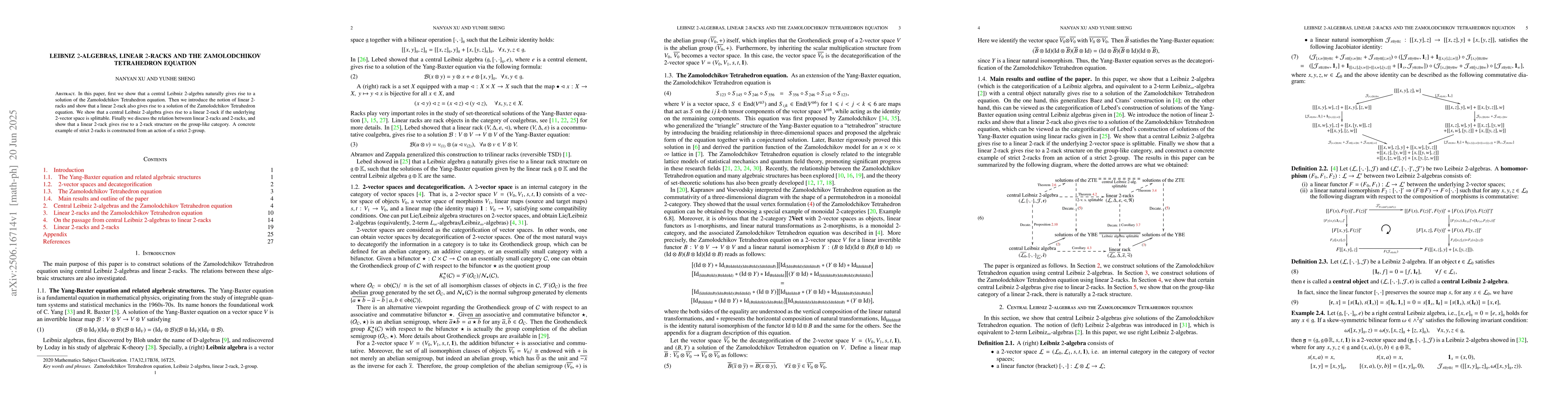 Thumbnail for Leibniz $2$-algebras, linear $2$-racks and the Zamolodchikov Tetrahedron
  equation