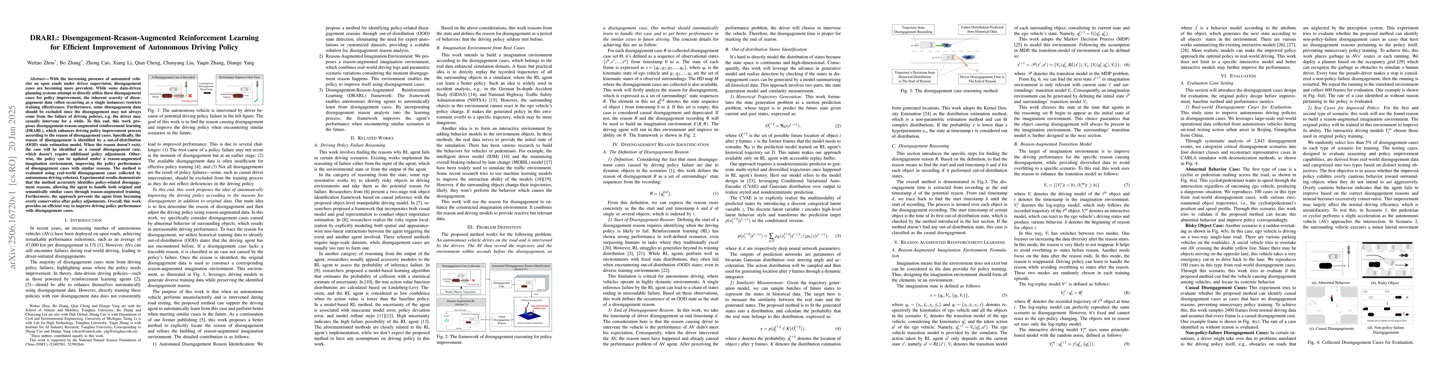 Thumbnail for DRARL: Disengagement-Reason-Augmented Reinforcement Learning for
  Efficient Improvement of Autonomous Driving Policy