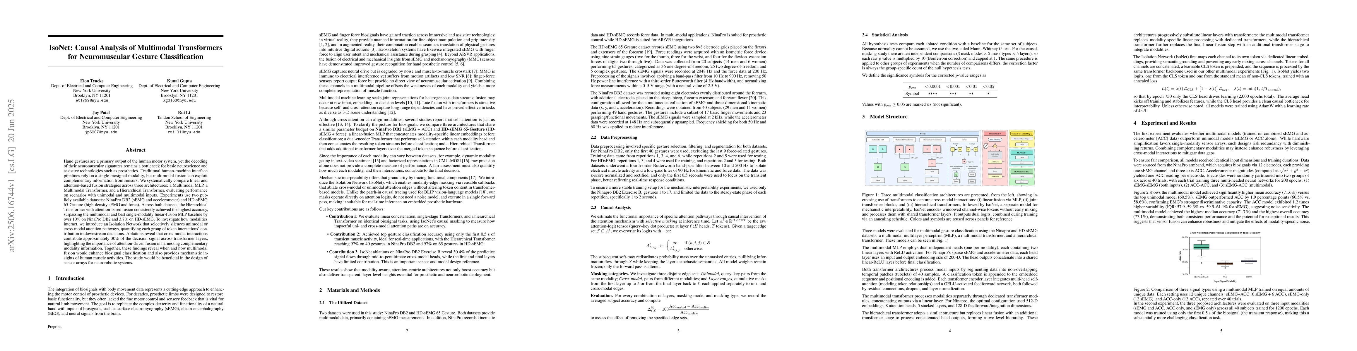Thumbnail for IsoNet: Causal Analysis of Multimodal Transformers for Neuromuscular
  Gesture Classification