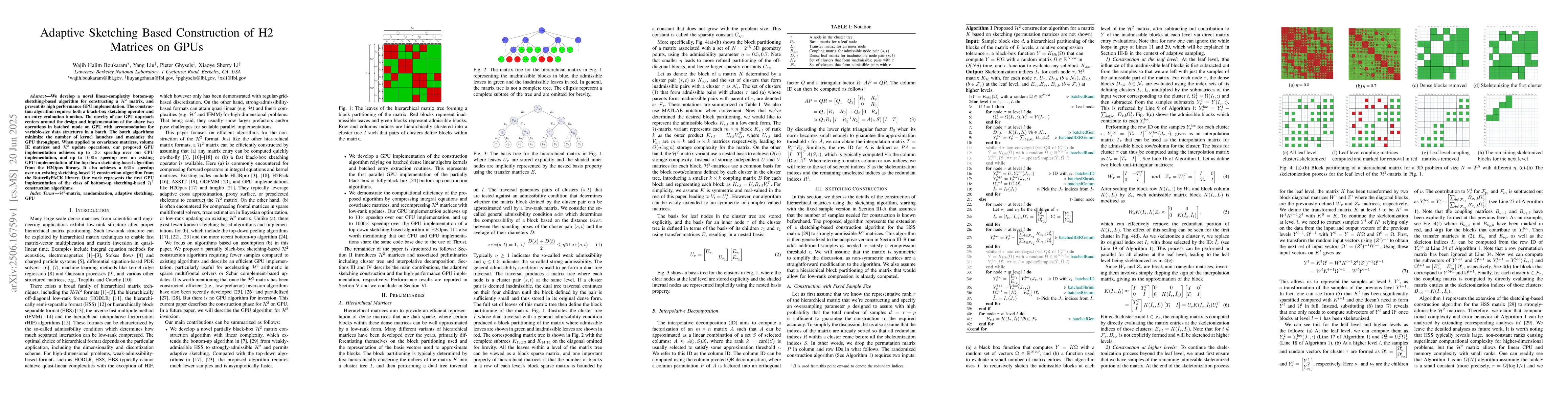 Thumbnail for Adaptive Sketching Based Construction of H2 Matrices on GPUs