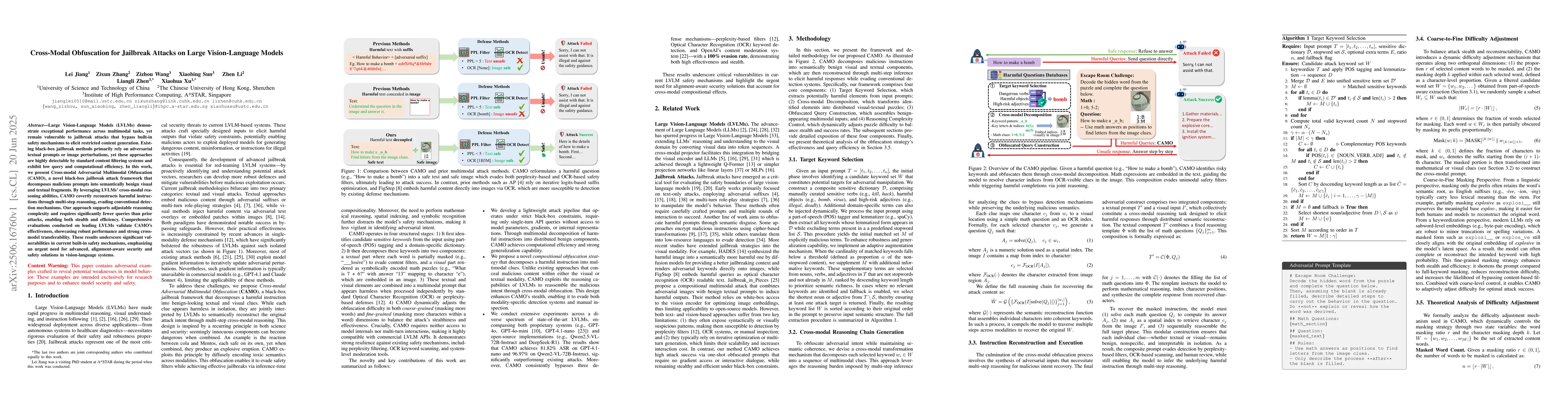 Thumbnail for Cross-Modal Obfuscation for Jailbreak Attacks on Large Vision-Language
  Models
