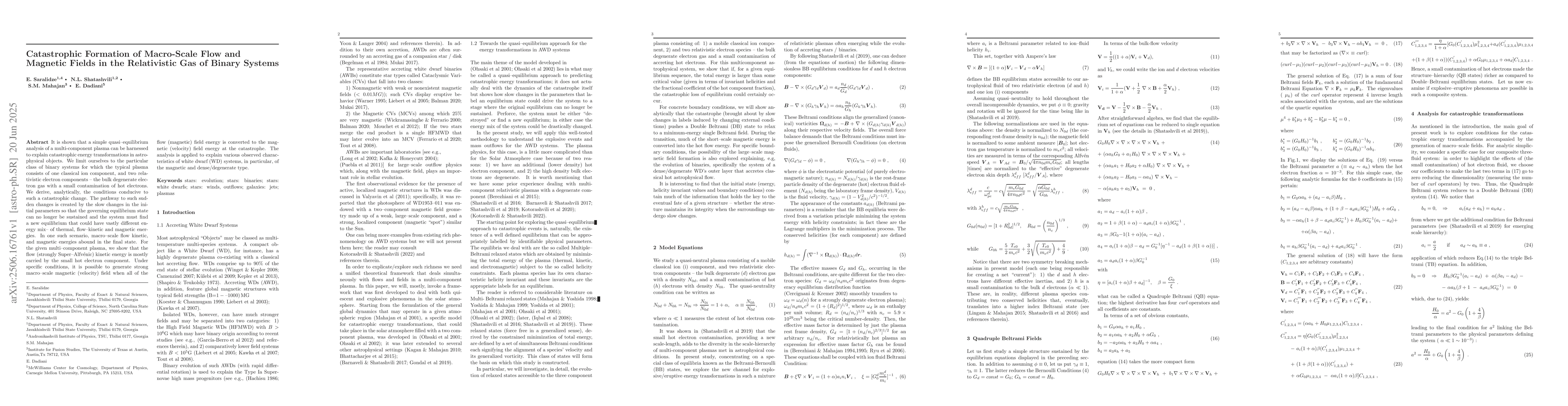 Thumbnail for Catastrophic Formation of Macro-Scale Flow and Magnetic Fields in the
  Relativistic Gas of Binary Systems
