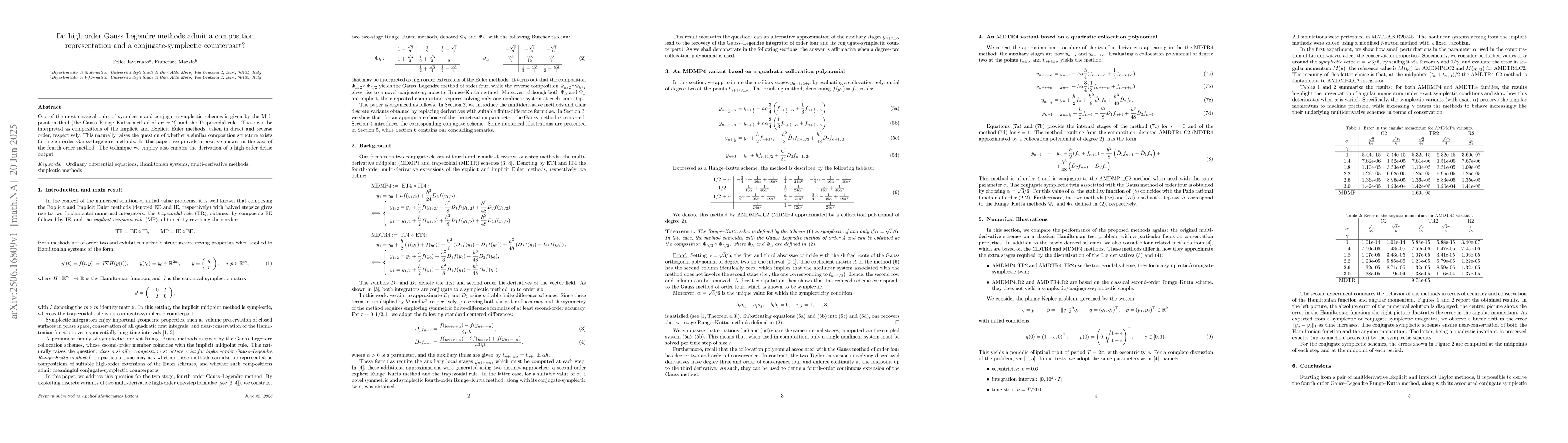 Thumbnail for Do high-order Gauss-Legendre methods admit a composition representation
  and a conjugate-symplectic counterpart?