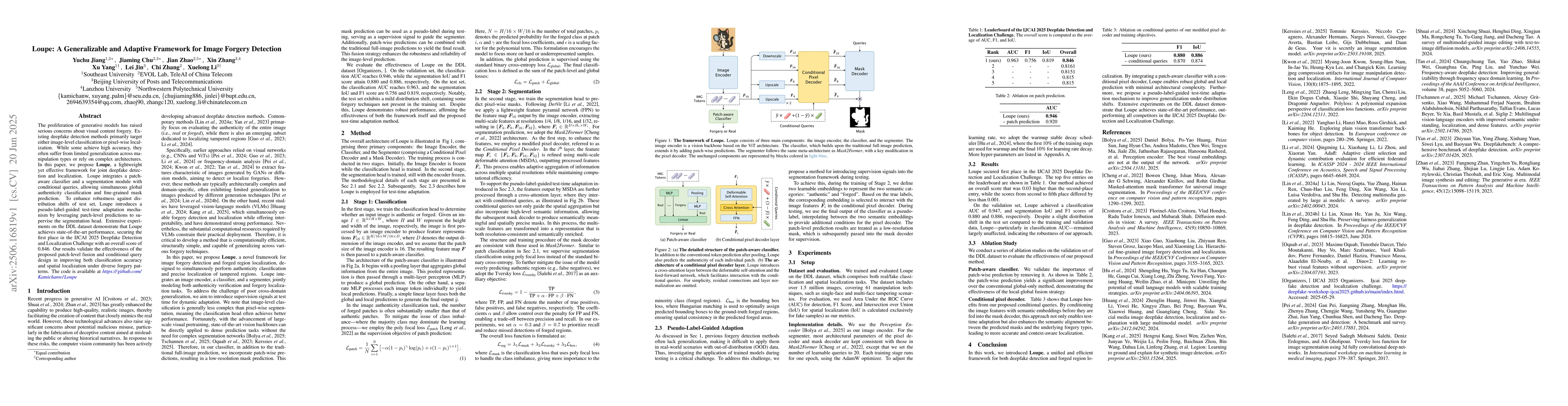 Thumbnail for Loupe: A Generalizable and Adaptive Framework for Image Forgery
  Detection