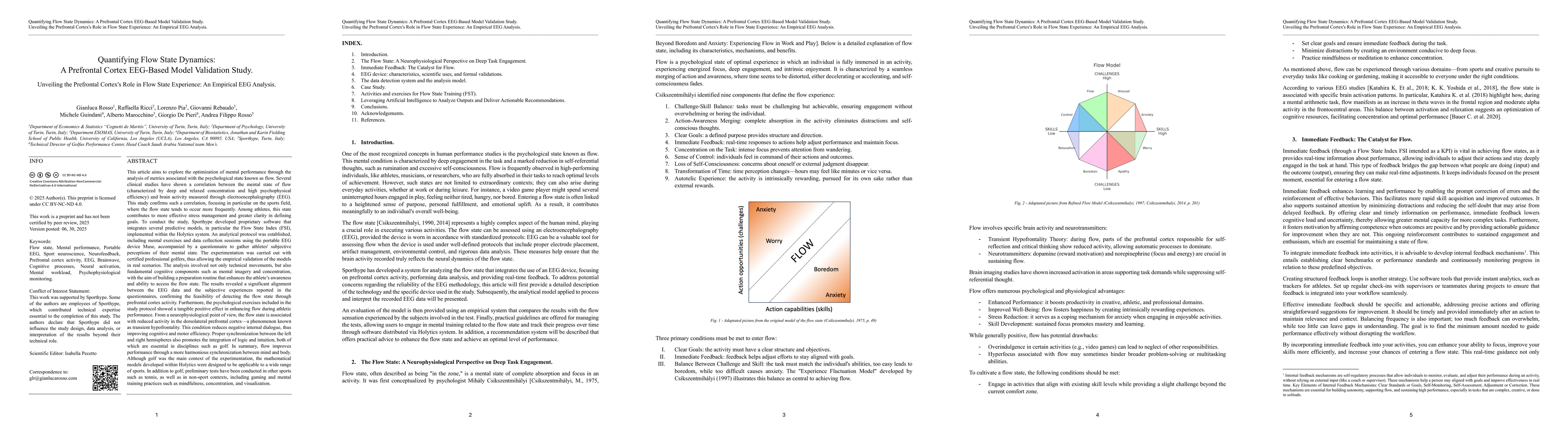 Thumbnail for Quantifying Flow State Dynamics: A Prefrontal Cortex EEG-Based Model
  Validation Study. Unveiling the Prefrontal Cortex's Role in Flow State
  Experience: An Empirical EEG Analysis