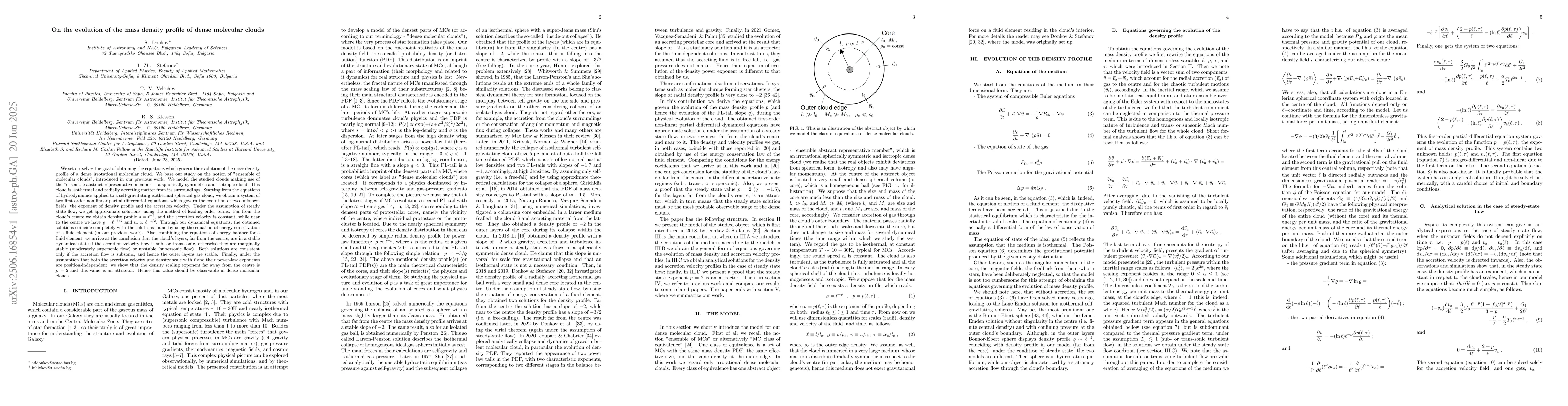 Thumbnail for On the evolution of the mass density profile of dense molecular clouds