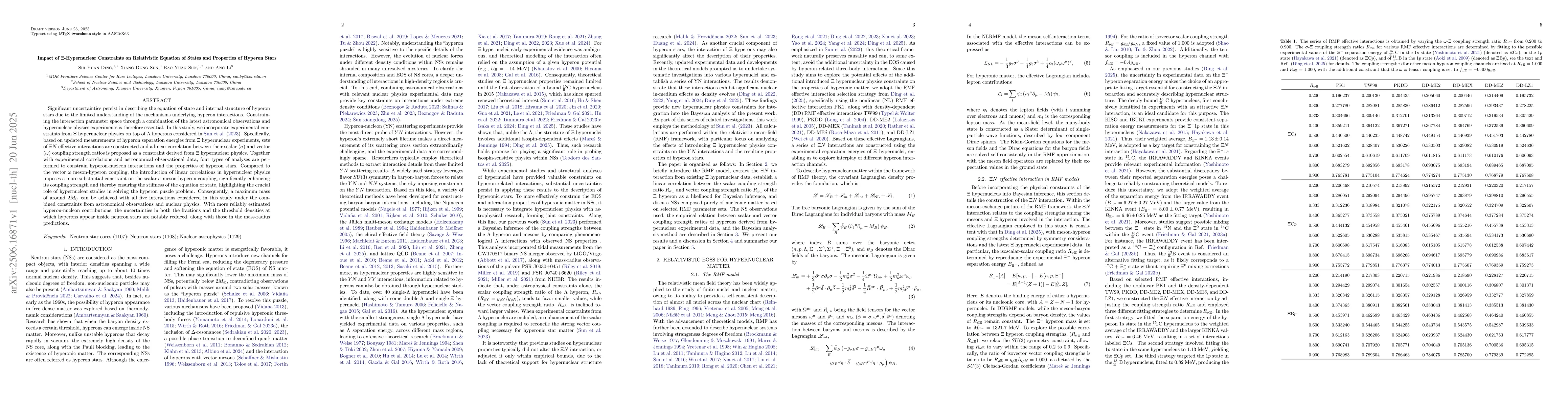 Thumbnail for Impact of $Ξ$-Hypernuclear Constraints on Relativistic Equation of
  States and Properties of Hyperon Stars