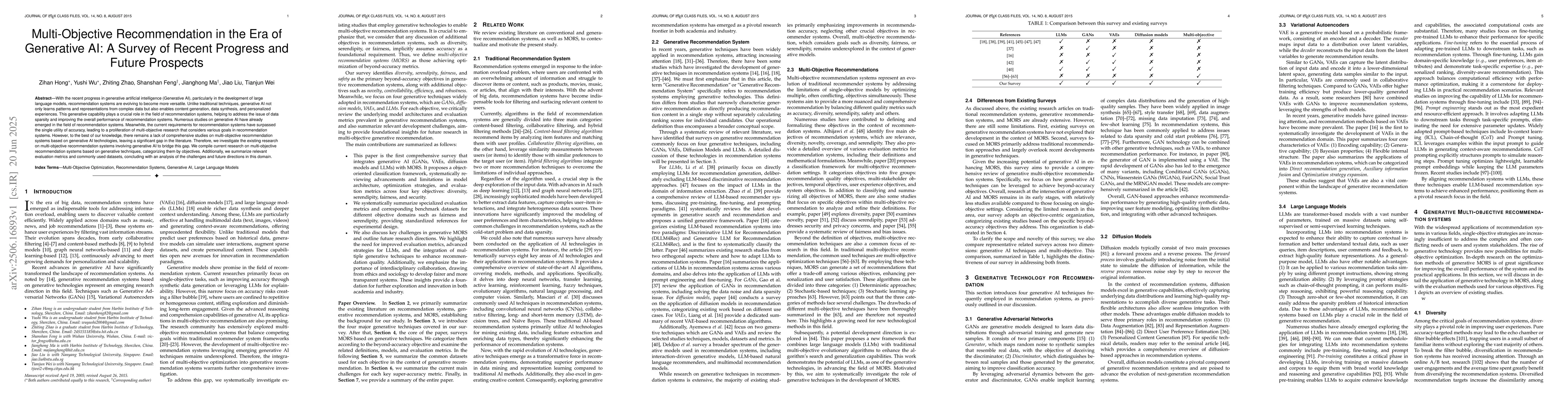 Thumbnail for Multi-Objective Recommendation in the Era of Generative AI: A Survey of
  Recent Progress and Future Prospects