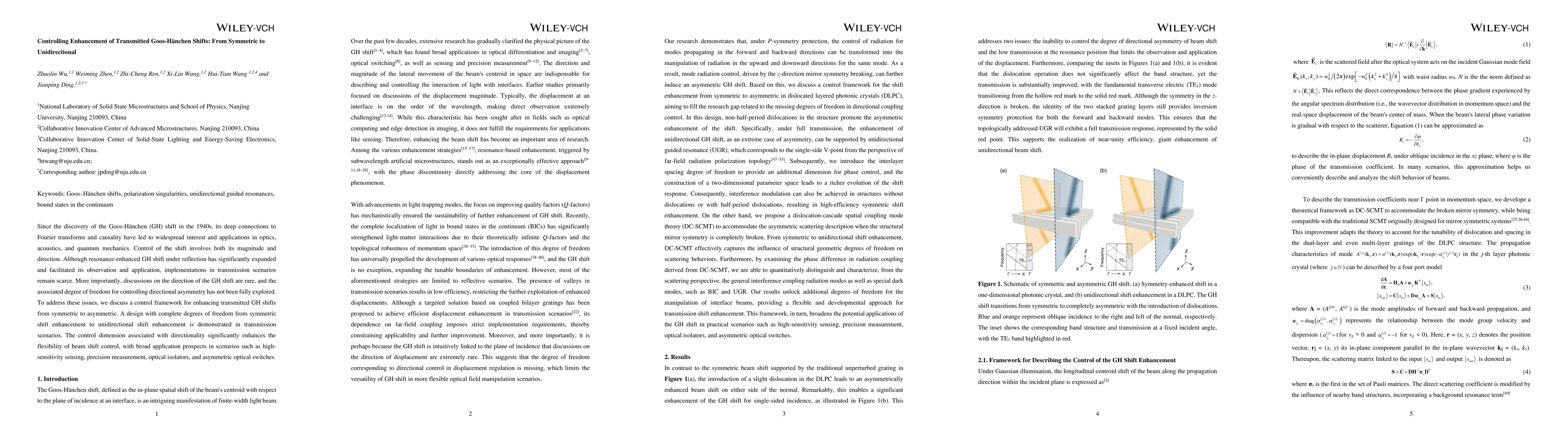 Thumbnail for Controlling Enhancement of Transmitted Goos-Hänchen Shifts: From
  Symmetric to Unidirectional