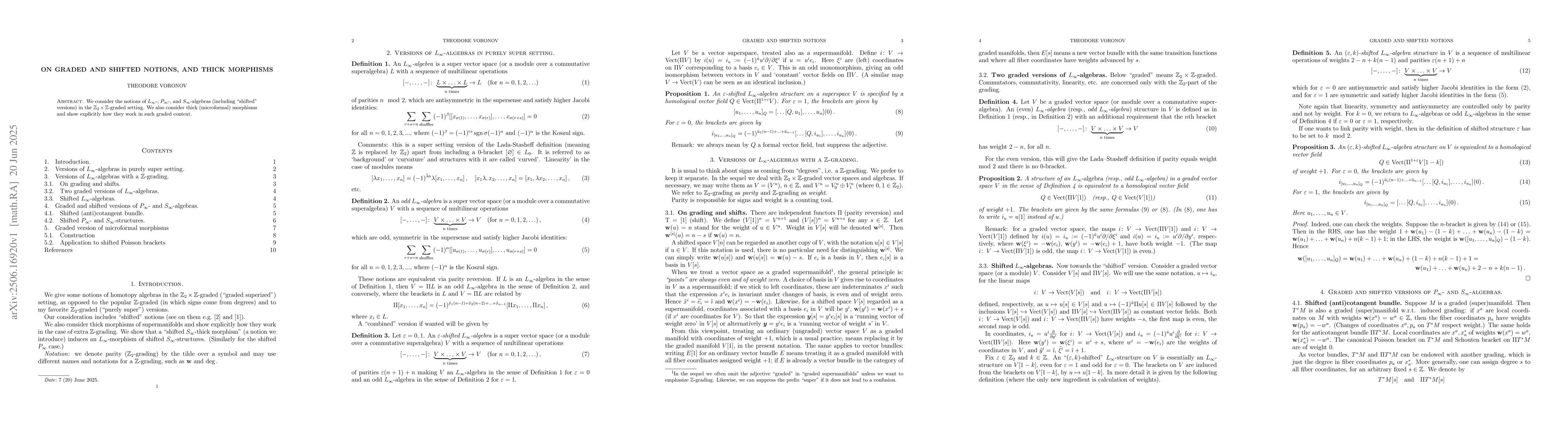 Thumbnail for On graded and shifted notions, and thick morphisms