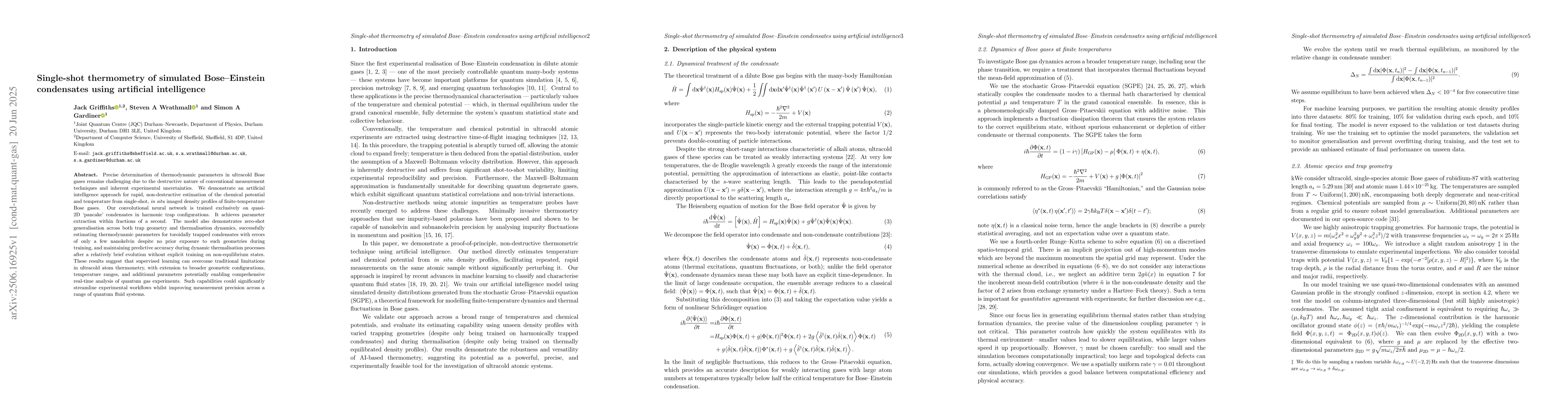 Thumbnail for Single-shot thermometry of simulated Bose--Einstein condensates using
  artificial intelligence