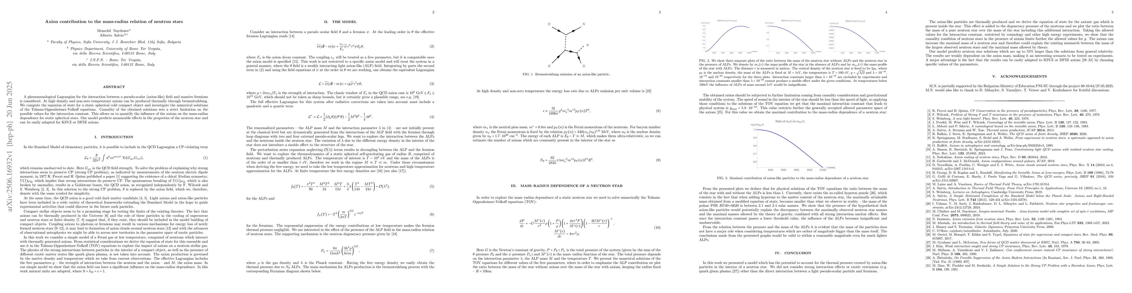 Thumbnail for Axion contribution to the mass-radius relation of neutron stars
