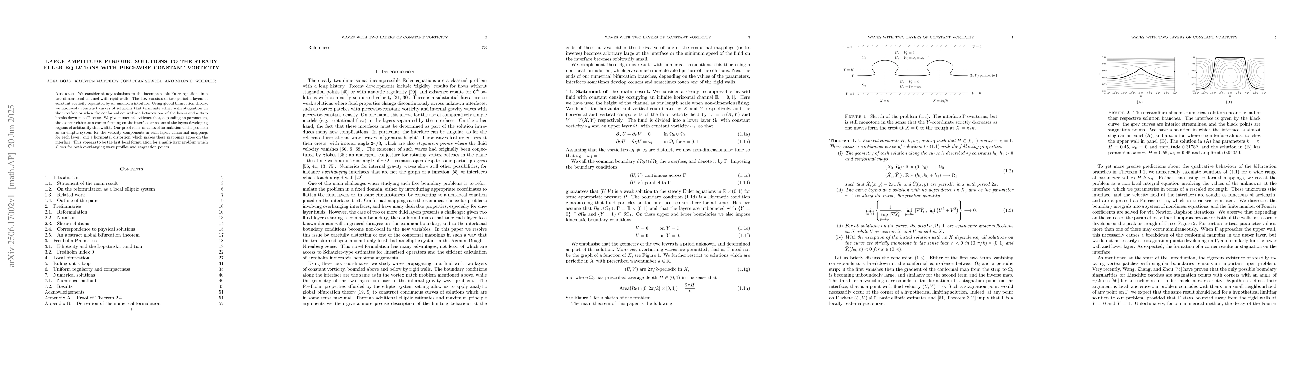 Thumbnail for Large-amplitude periodic solutions to the steady Euler equations with
  piecewise constant vorticity