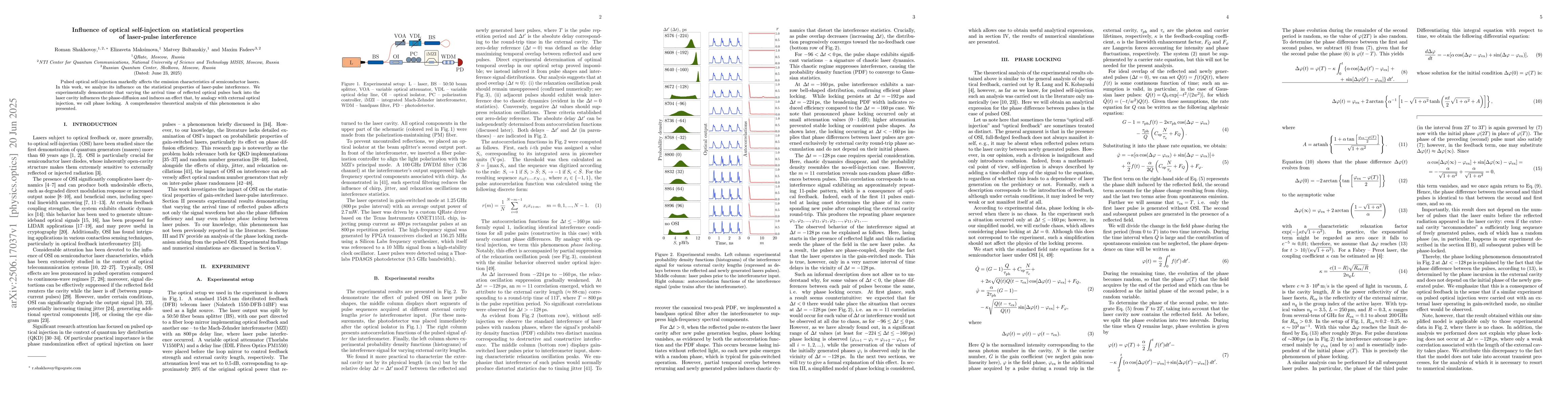 Thumbnail for Influence of optical self-injection on statistical properties of
  laser-pulse interference