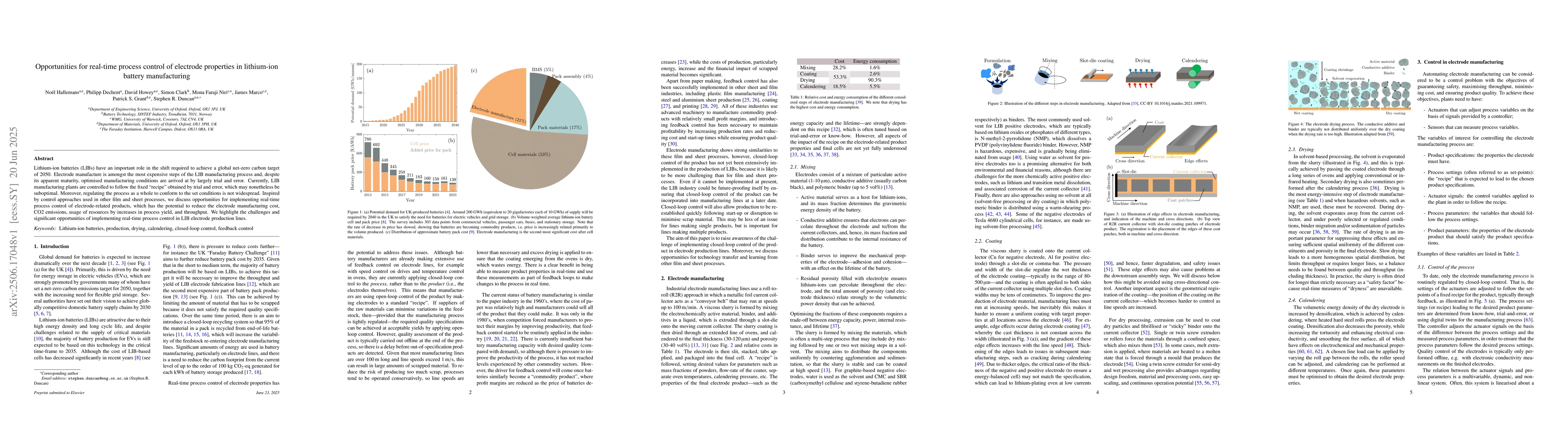 Thumbnail for Opportunities for real-time process control of electrode properties in
  lithium-ion battery manufacturing