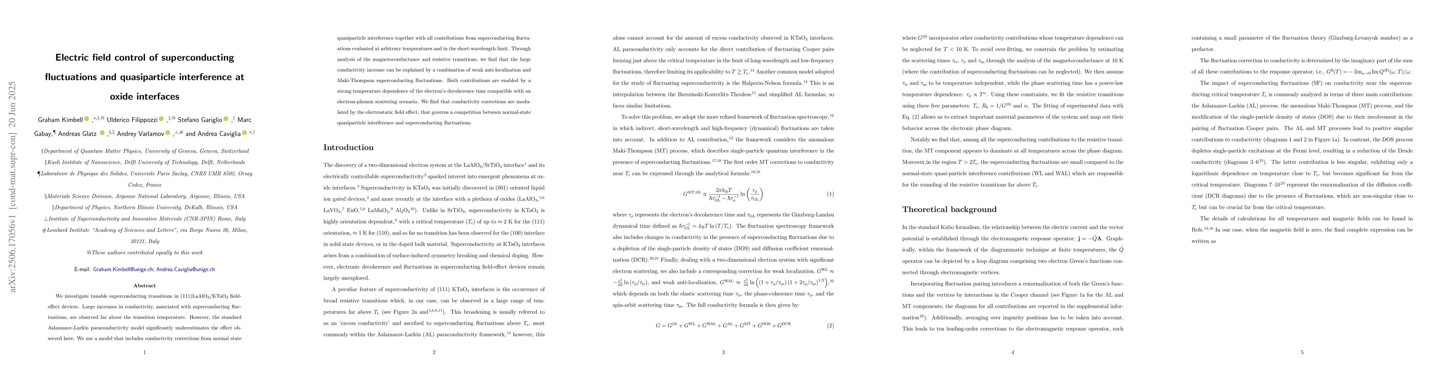 Thumbnail for Electric field control of superconducting fluctuations and quasiparticle
  interference at oxide interfaces