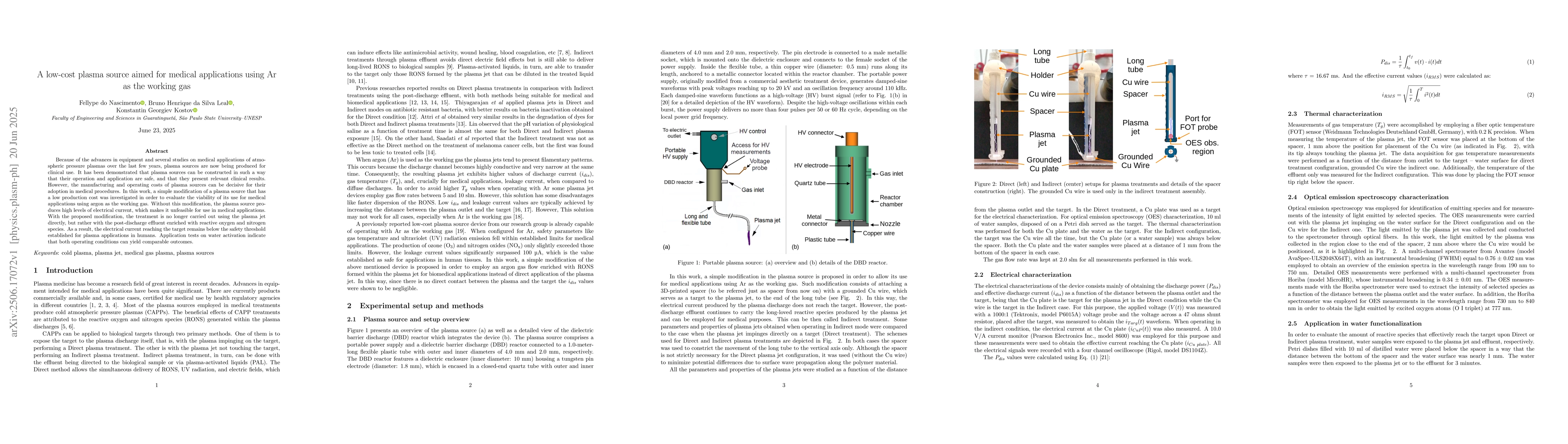 Thumbnail for A low-cost plasma source aimed for medical applications using Ar as the
  working gas