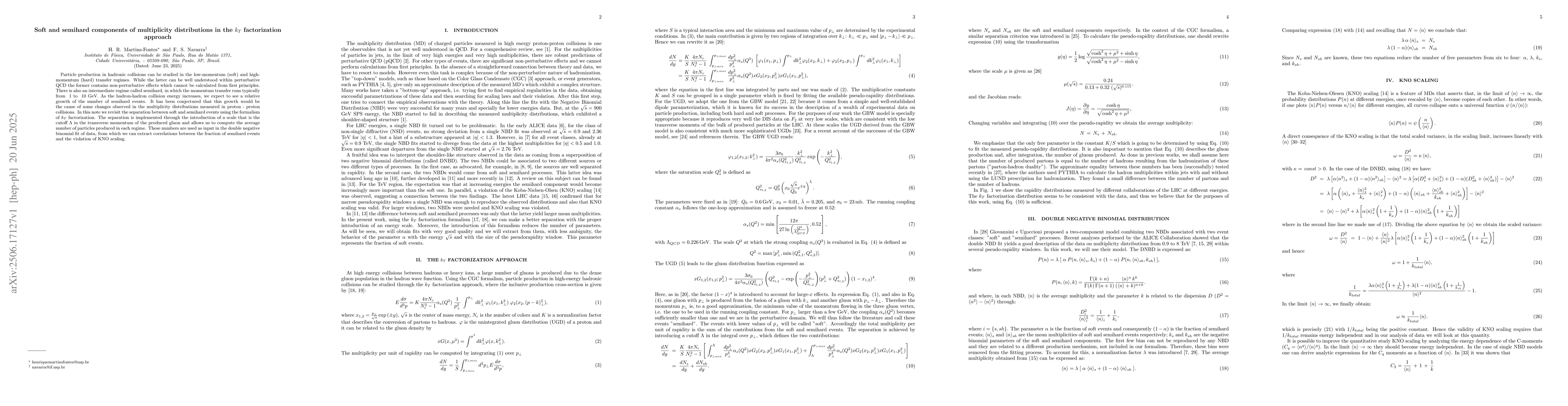 Thumbnail for Soft and semihard components of multiplicity distributions in the $k_T$
  factorization approach