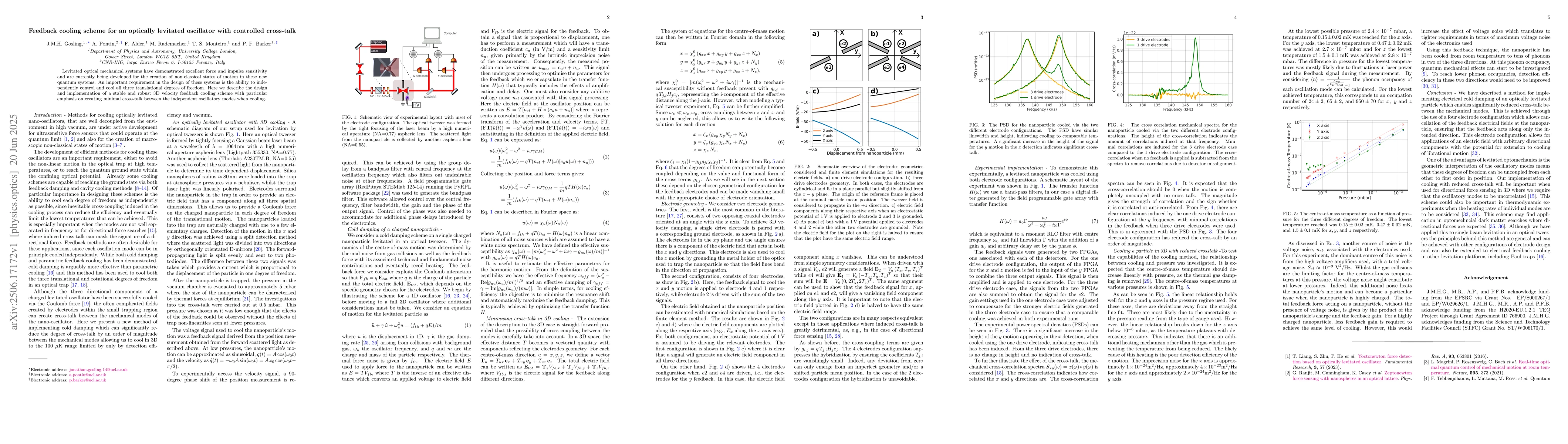 Thumbnail for Feedback cooling scheme for an optically levitated oscillator with
  controlled cross-talk