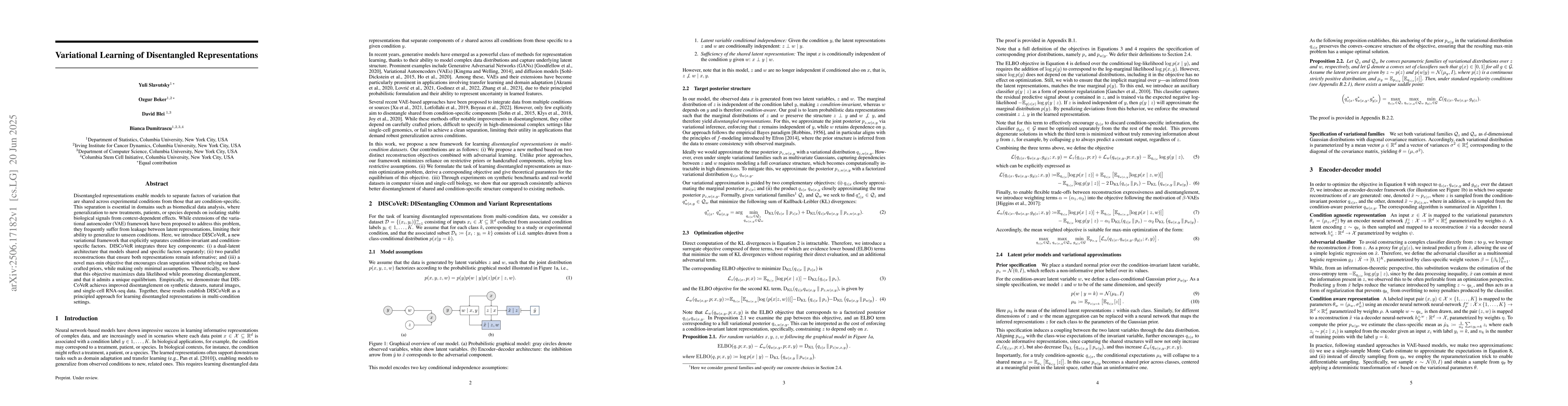 Thumbnail for Variational Learning of Disentangled Representations