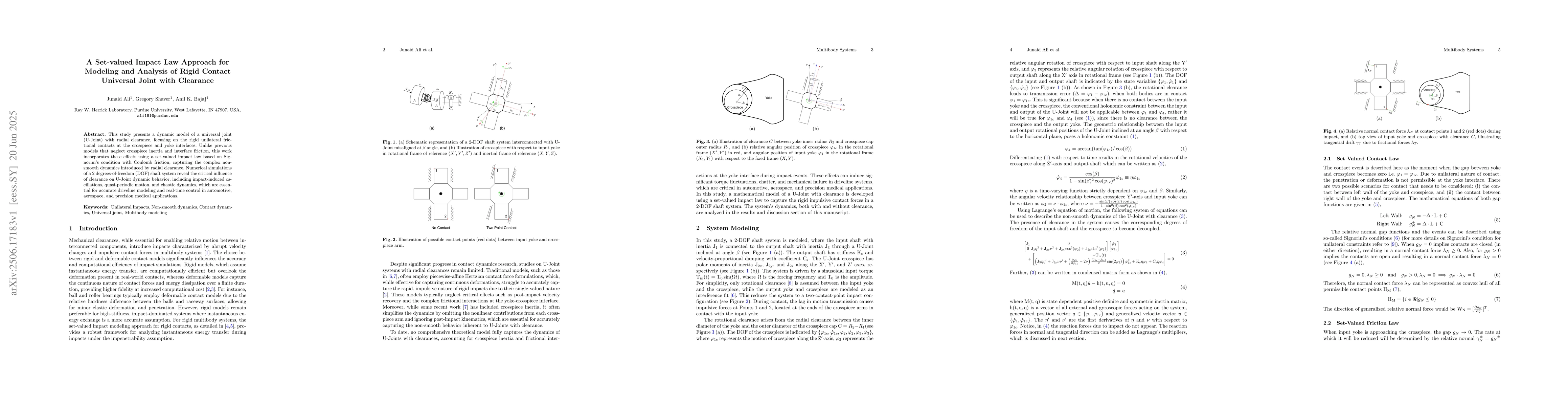 Thumbnail for A Set-valued Impact Law Approach for Modeling and Analysis of Rigid
  Contact Universal Joint with Clearance