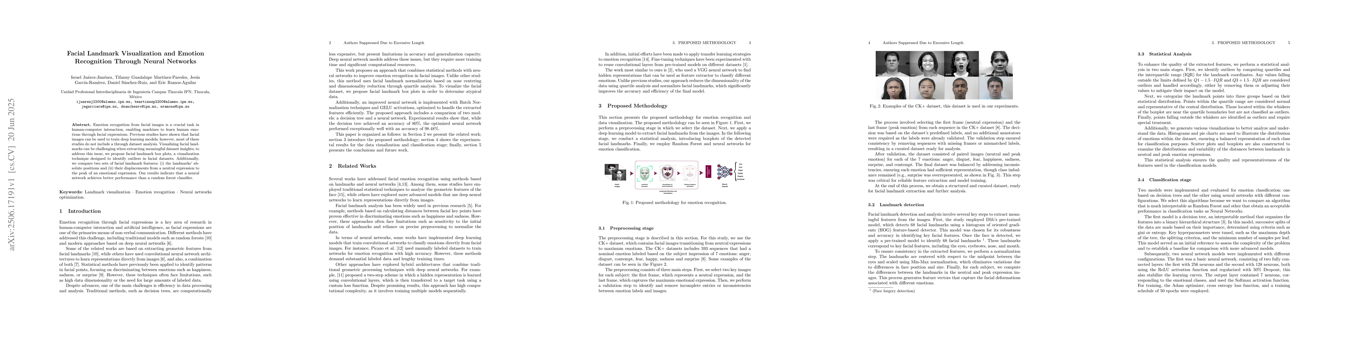 Thumbnail for Facial Landmark Visualization and Emotion Recognition Through Neural
  Networks