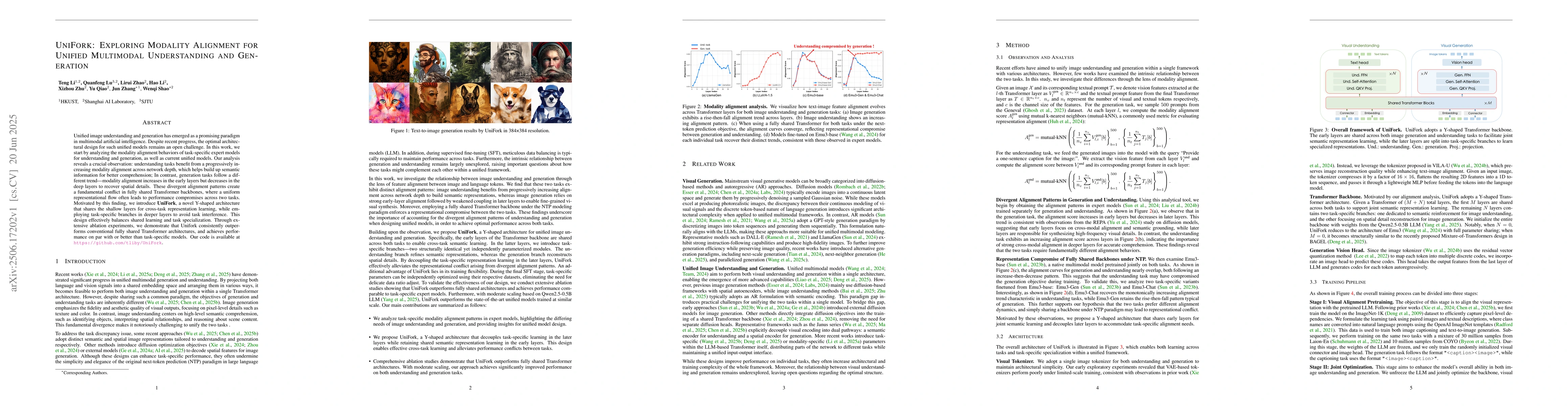 Thumbnail for UniFork: Exploring Modality Alignment for Unified Multimodal
  Understanding and Generation