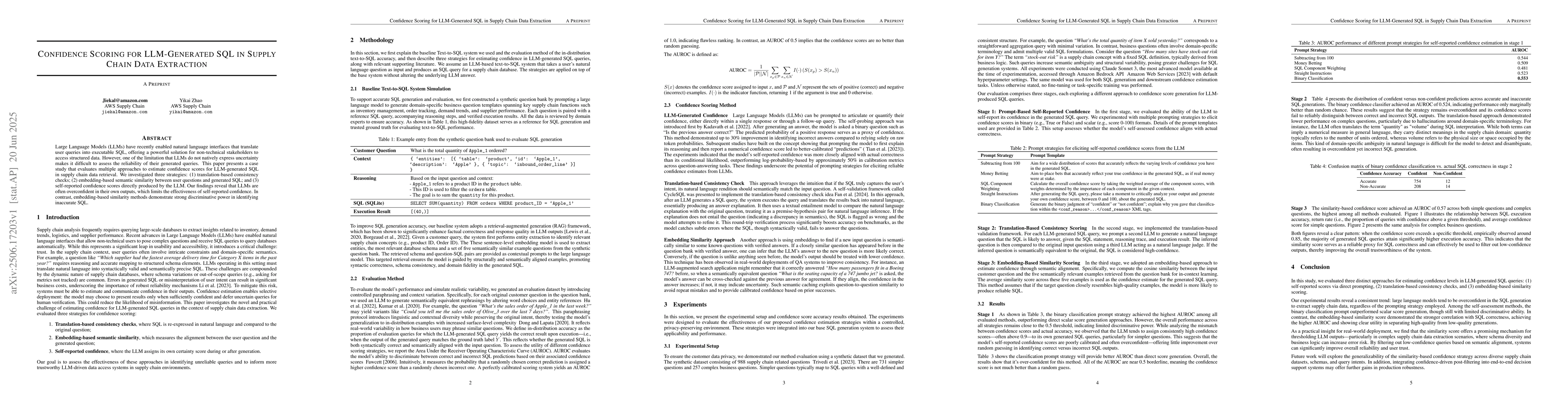 Thumbnail for Confidence Scoring for LLM-Generated SQL in Supply Chain Data Extraction
