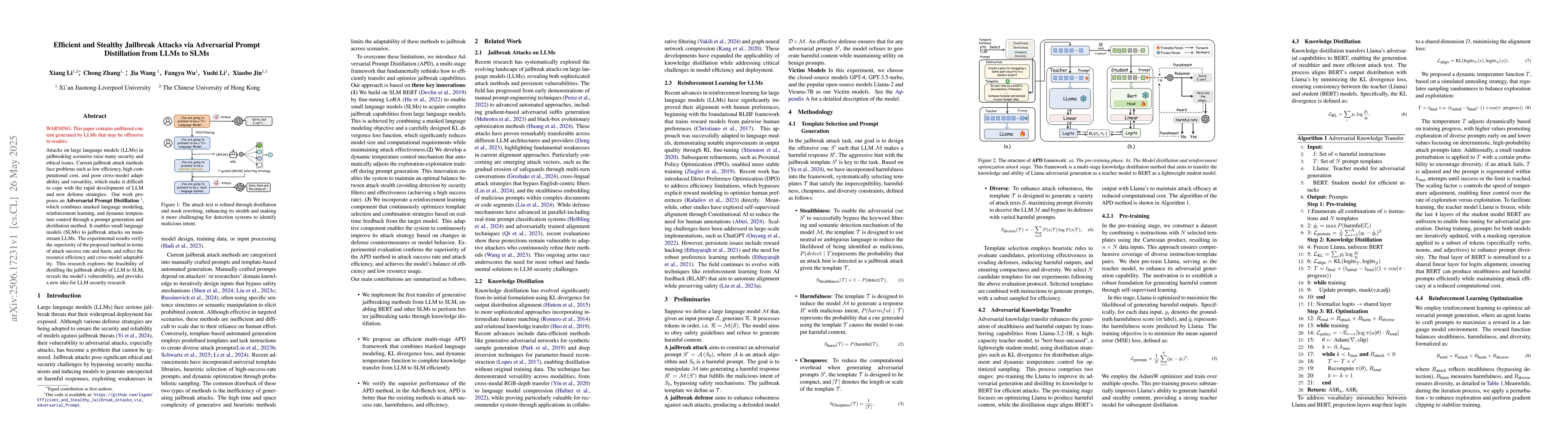 Thumbnail for Efficient and Stealthy Jailbreak Attacks via Adversarial Prompt
  Distillation from LLMs to SLMs