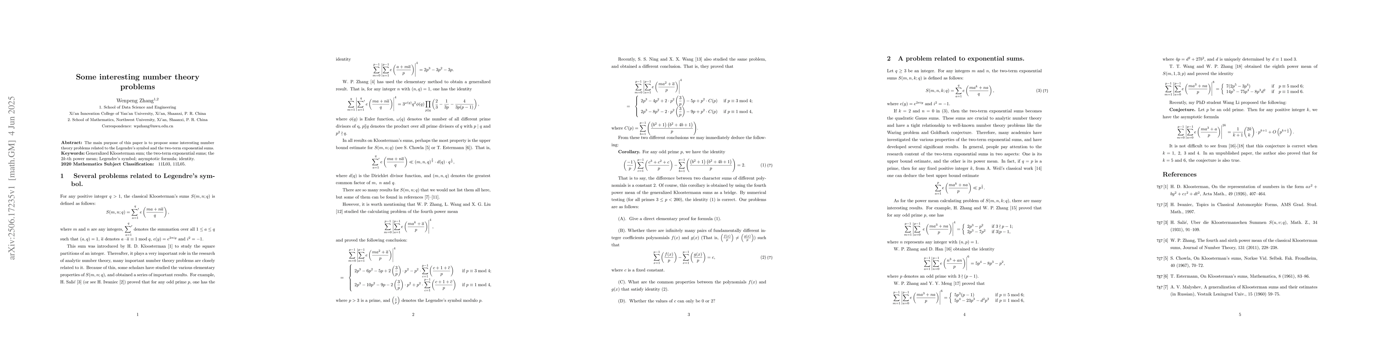 Thumbnail for Some interesting number theory problems