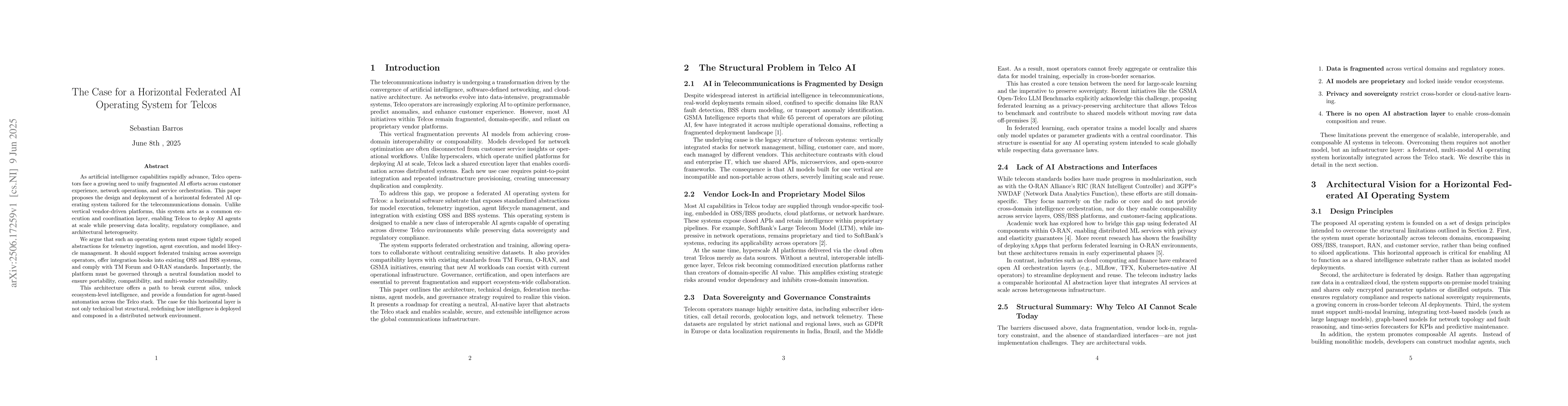 Thumbnail for The Case for a Horizontal Federated AI operating System for Telcos