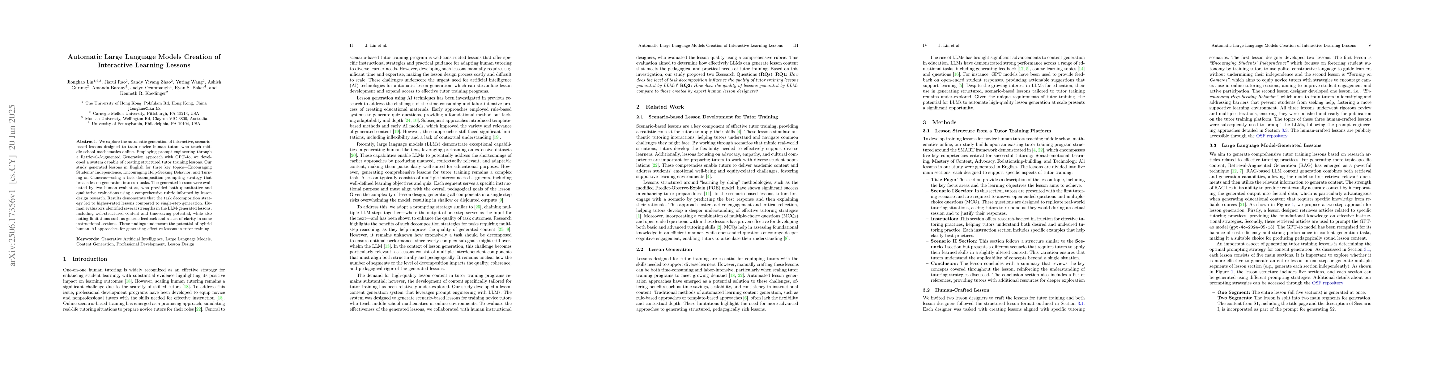 Thumbnail for Automatic Large Language Models Creation of Interactive Learning Lessons