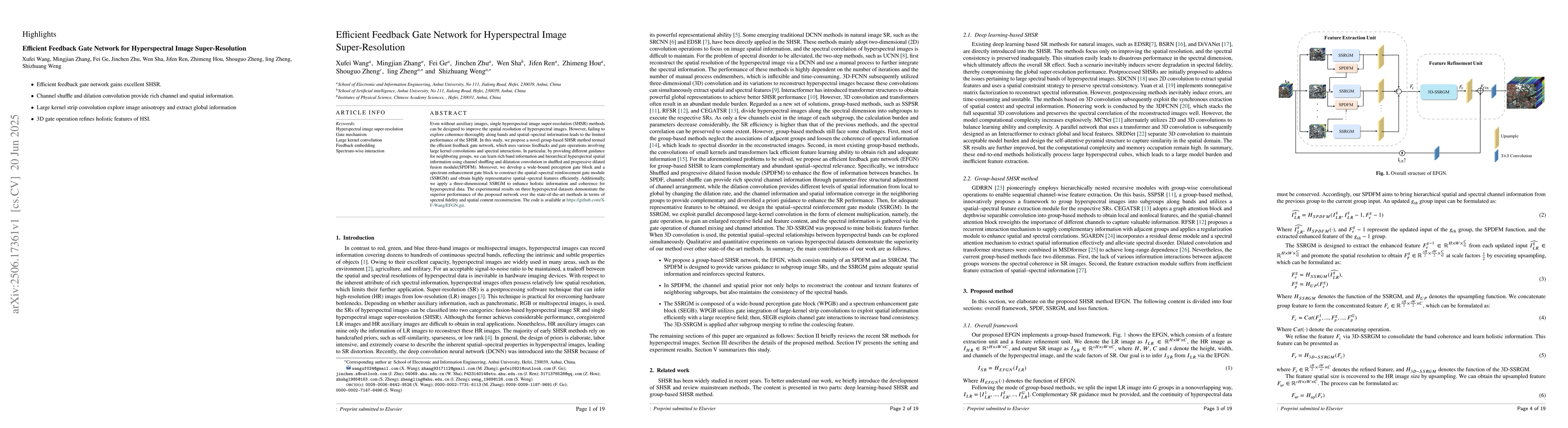 Thumbnail for Efficient Feedback Gate Network for Hyperspectral Image Super-Resolution