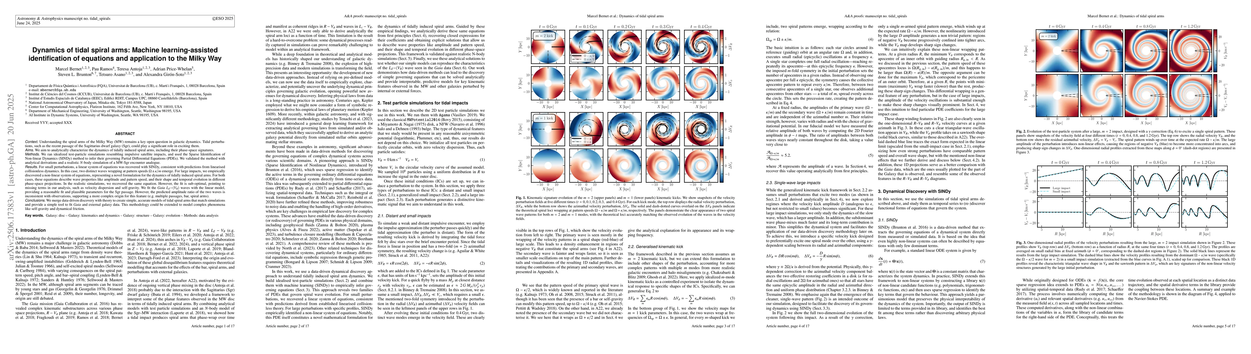 Thumbnail for Dynamics of tidal spiral arms: Machine learning-assisted identification
  of equations and application to the Milky Way
