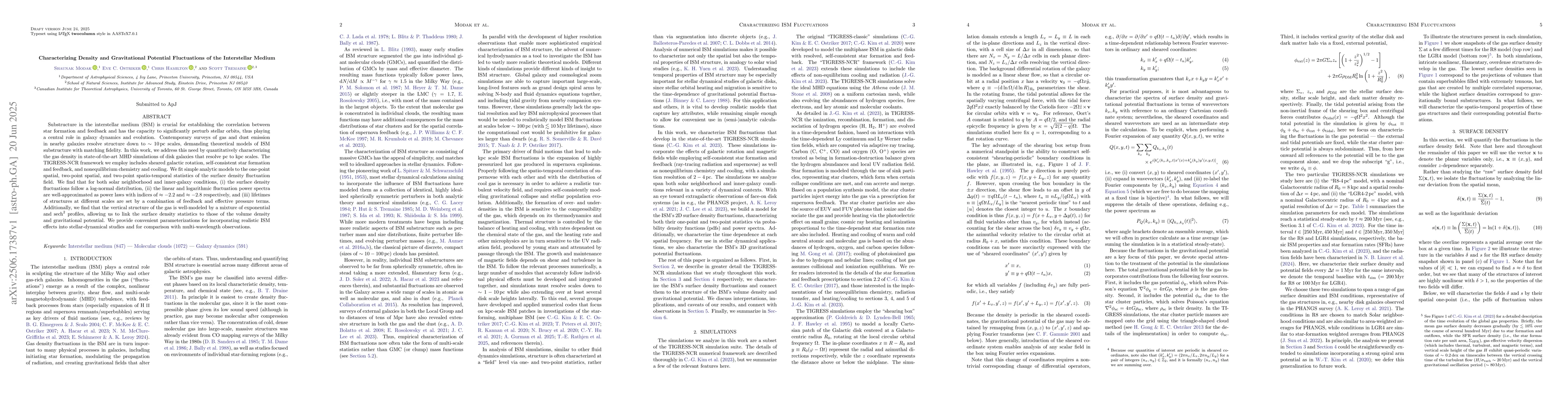 Thumbnail for Characterizing Density and Gravitational Potential Fluctuations of the
  Interstellar Medium