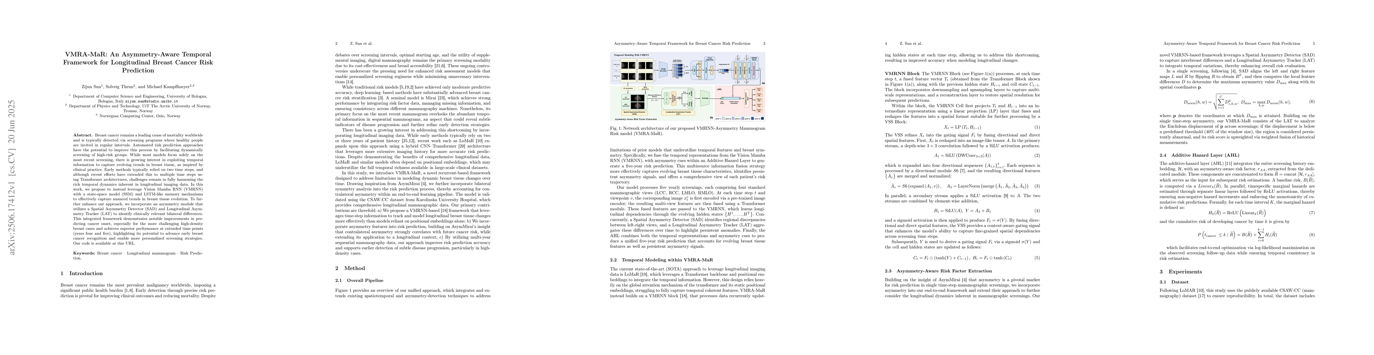 Thumbnail for VMRA-MaR: An Asymmetry-Aware Temporal Framework for Longitudinal Breast
  Cancer Risk Prediction
