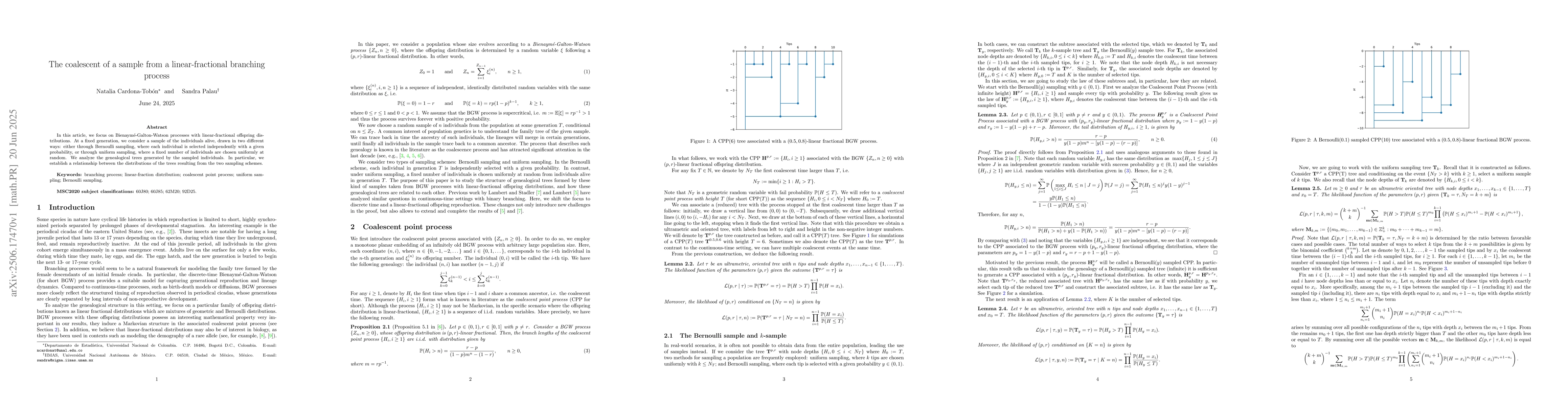 Thumbnail for The coalescent of a sample from a linear-fractional branching process