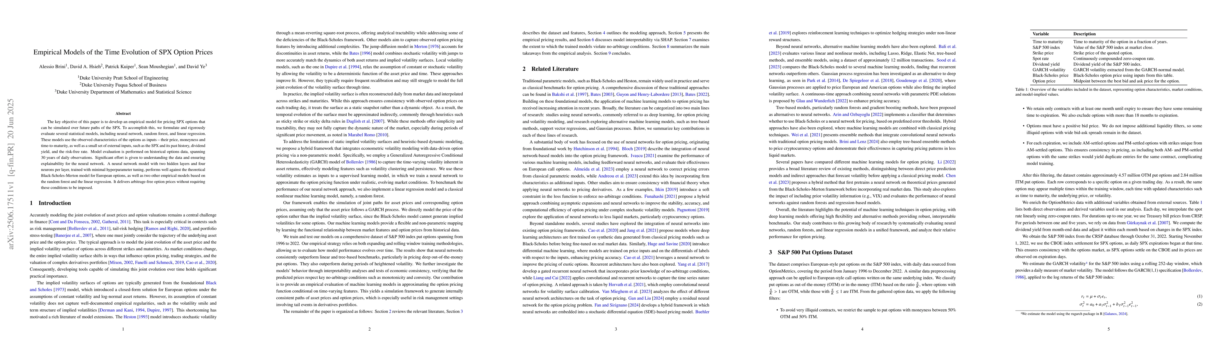 Thumbnail for Empirical Models of the Time Evolution of SPX Option Prices