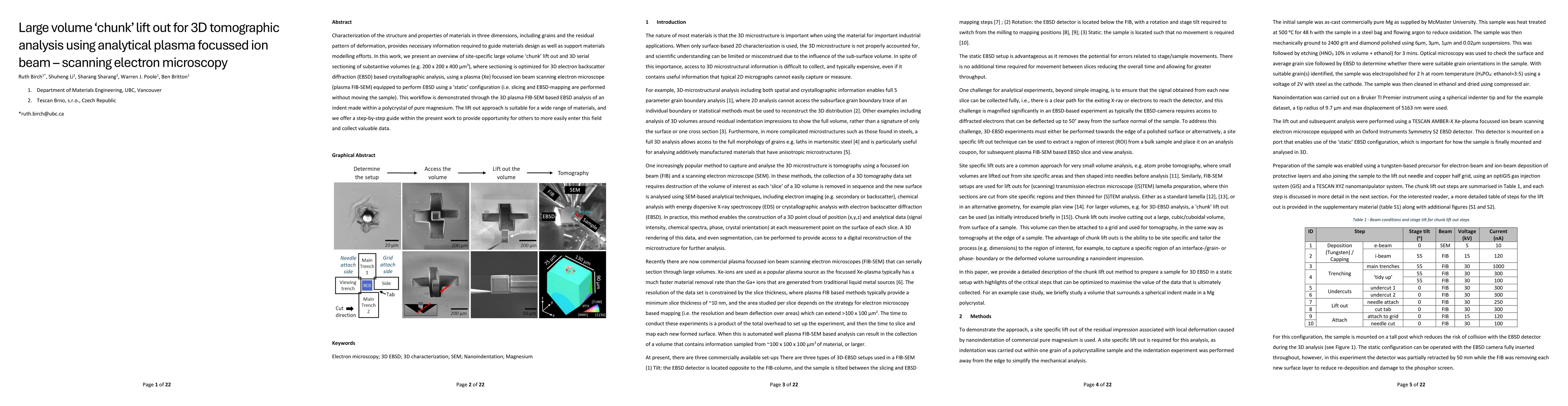 Thumbnail for Large volume 'chunk' lift out for 3D tomographic analysis using
  analytical plasma focussed ion beam -- scanning electron microscopy