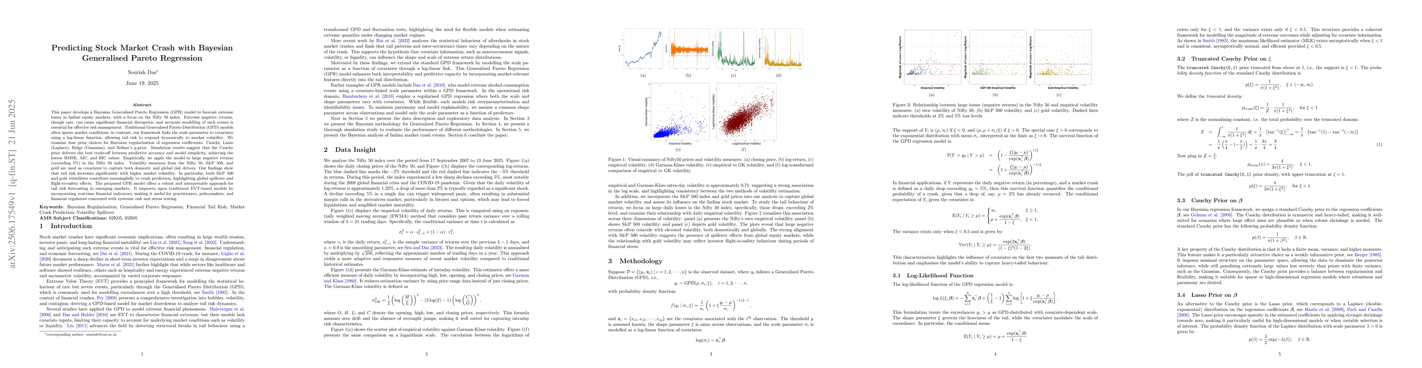 Thumbnail for Predicting Stock Market Crash with Bayesian Generalised Pareto
  Regression