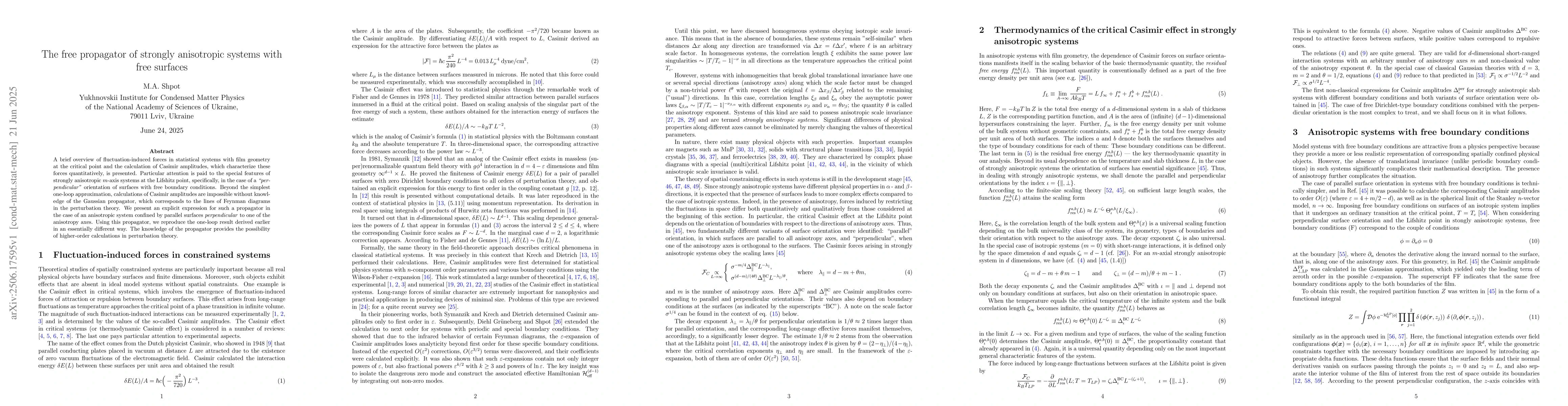 Thumbnail for The free propagator of strongly anisotropic systems with free surfaces