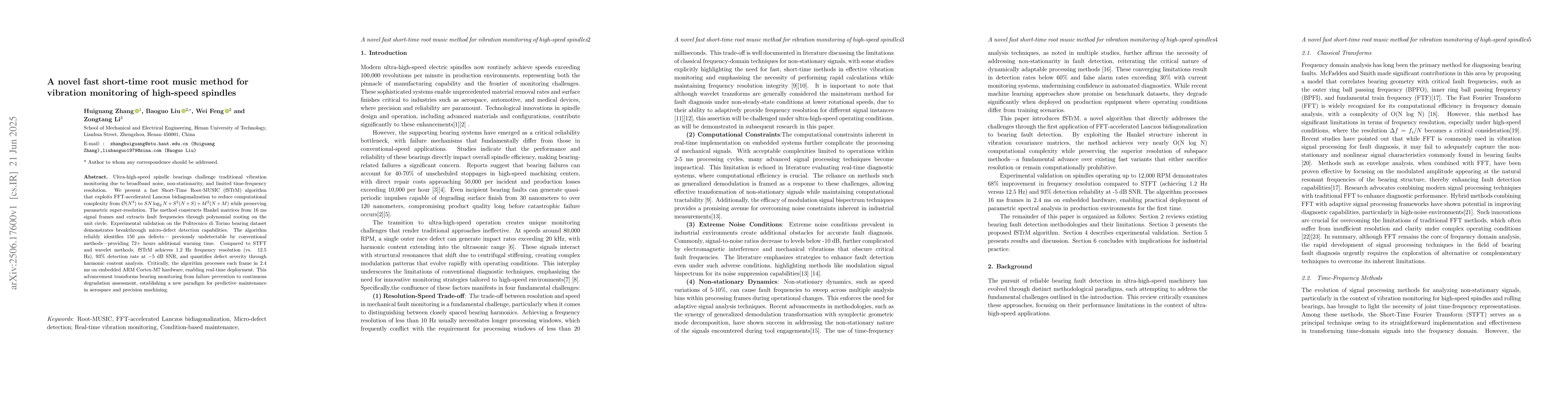 Thumbnail for A novel fast short-time root music method for vibration monitoring of
  high-speed spindles