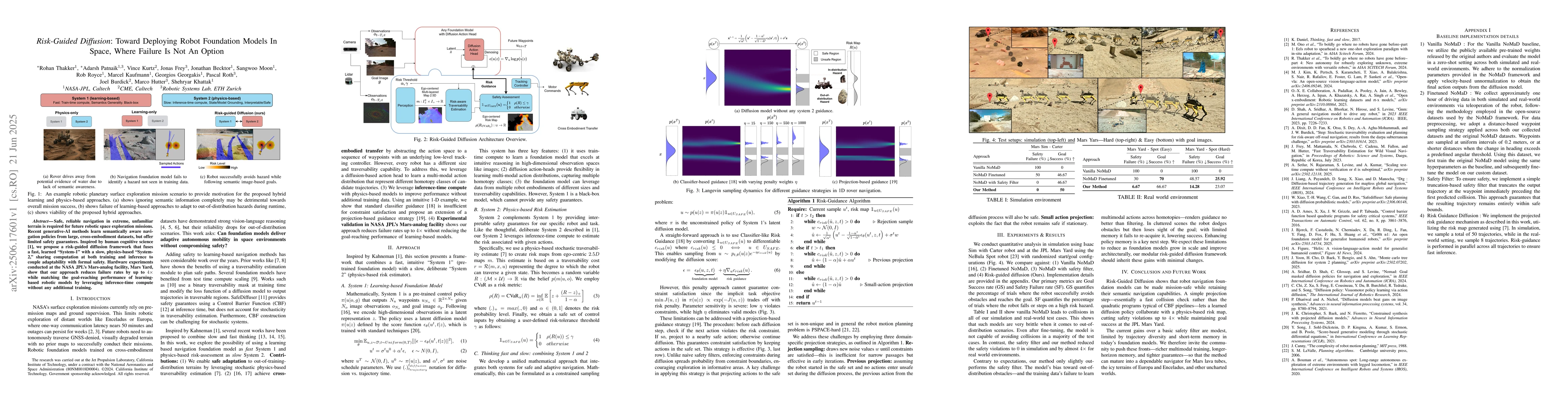 Thumbnail for Risk-Guided Diffusion: Toward Deploying Robot Foundation Models in
  Space, Where Failure Is Not An Option