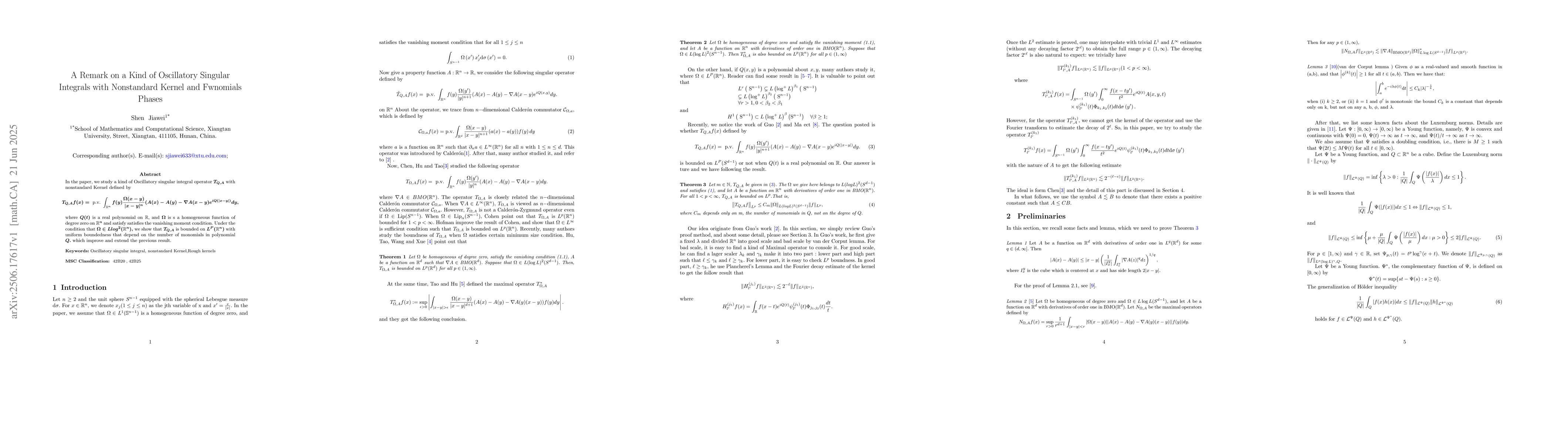 Thumbnail for A Remark on a Kind of Oscillatory Singular Integrals with Nonstarnd
  Kernel and Fewnomials Phases