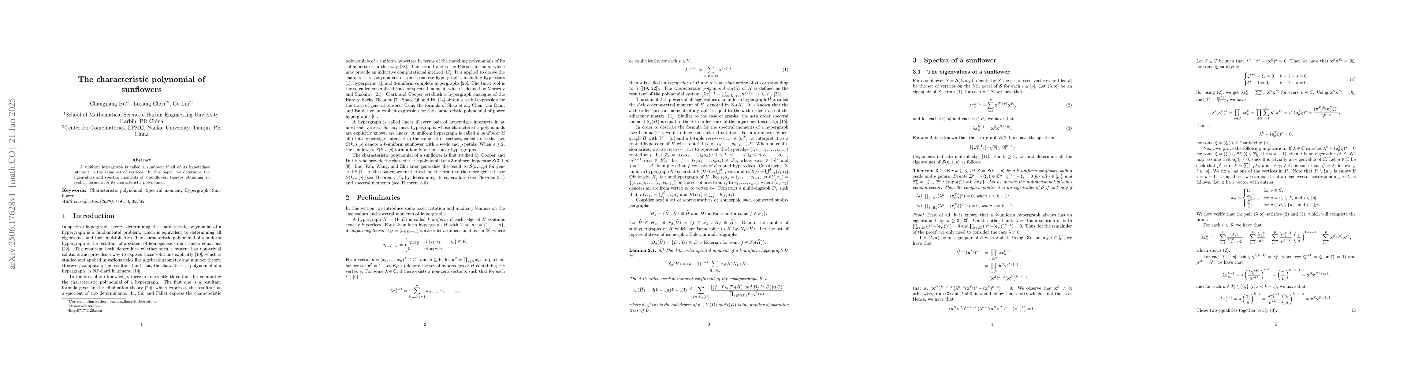 Thumbnail for The characteristic polynomial of sunflowers