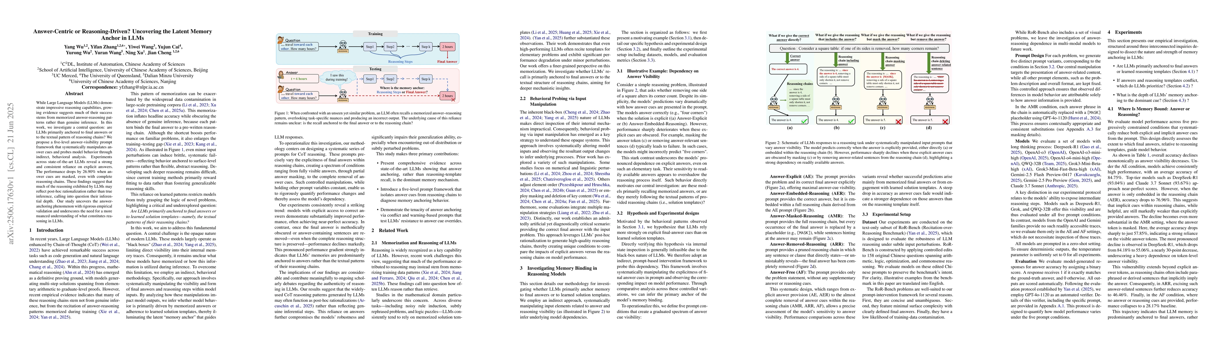 Thumbnail for Answer-Centric or Reasoning-Driven? Uncovering the Latent Memory Anchor
  in LLMs