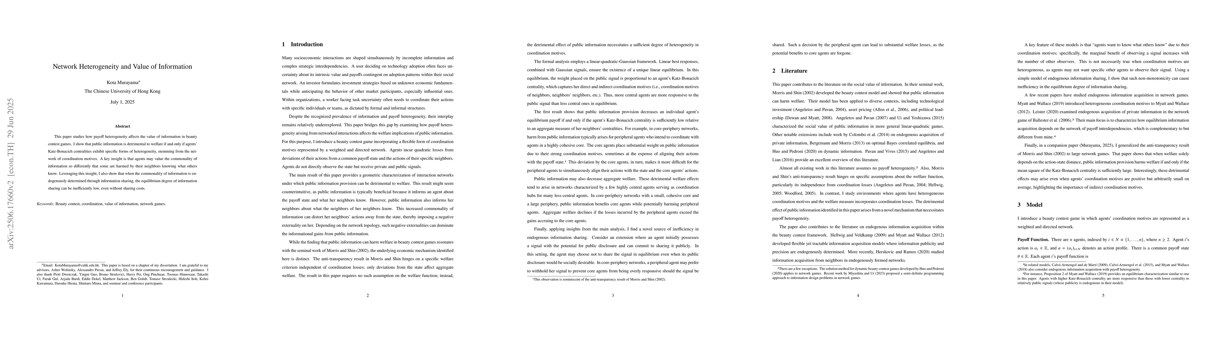 Thumbnail for Network Heterogeneity and Value of Information