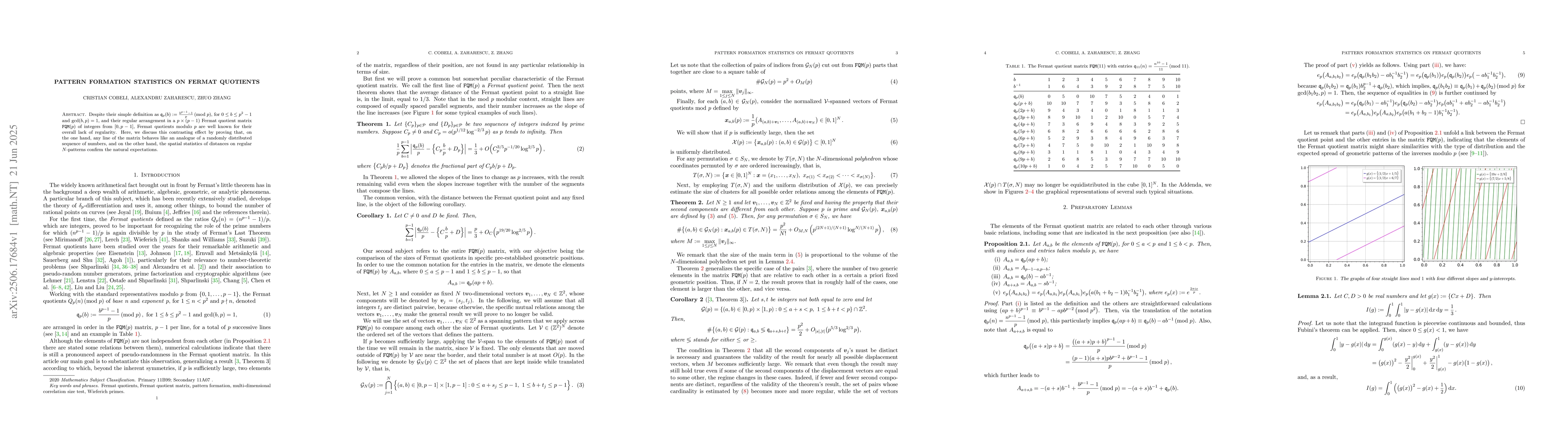 Thumbnail for Pattern formation Statistics on Fermat Quotients