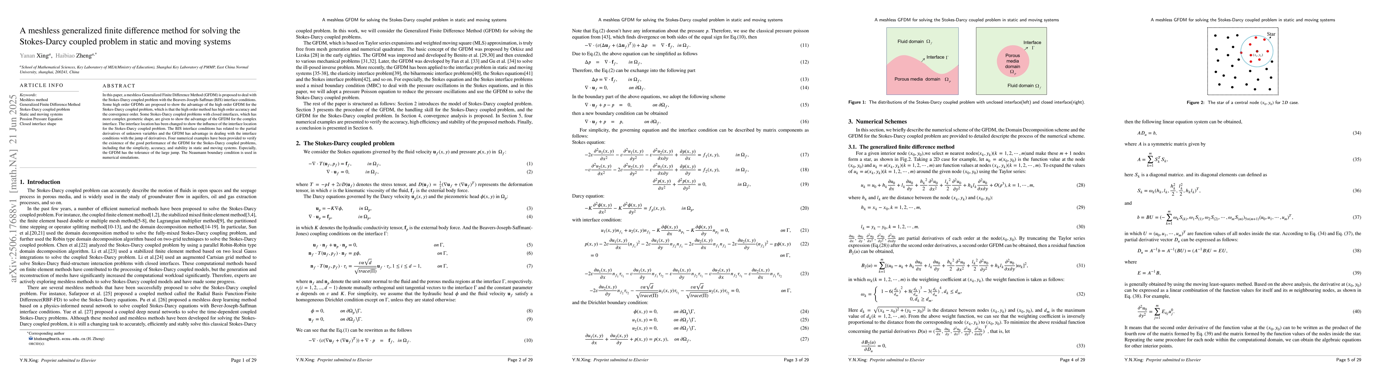 Thumbnail for A meshless generalized finite difference method for solving the
  Stokes-Darcy coupled problem in static and moving systems