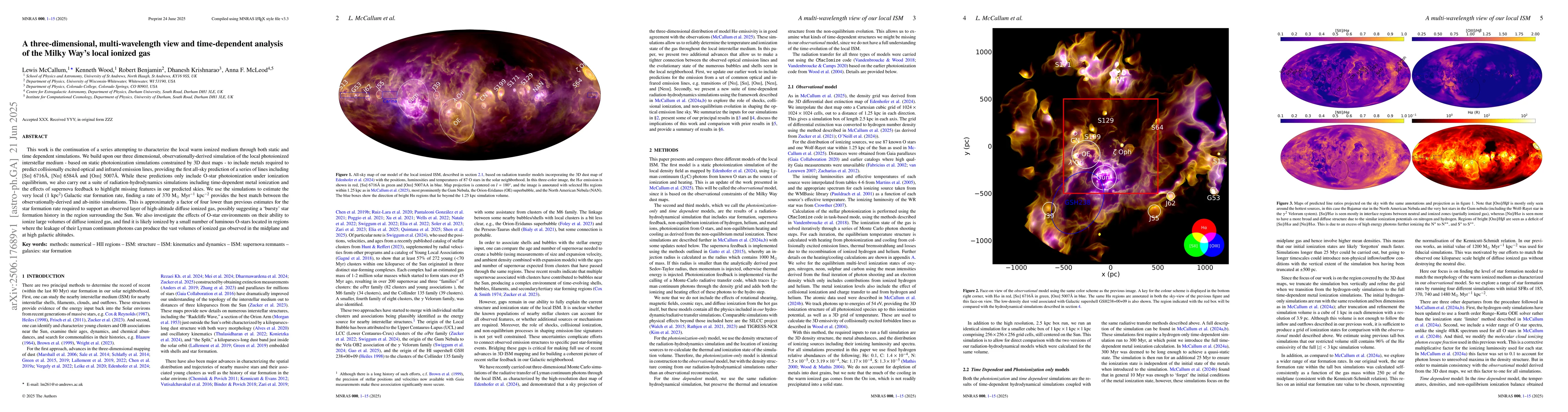 Thumbnail for A three-dimensional, multi-wavelength view and time-dependent analysis
  of the Milky Way's local ionized gas
